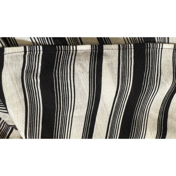 PPLA Blouse Womens Large Black Striped Summer Tunic Boho Peasant White Black - Picture 9 of 9